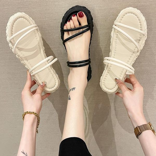 sandals 2021 summer women's solid color round toe open wear-resistant flat casual fashion comfortable indoor slippers, Black
sandals 2021 summer women's solid color round toe open wear-resistant flat casual fashion comfortable indoor slippers, Black