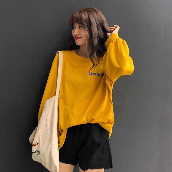 women's t-shirt yellow casual loose full letter o-neck korean spring autumn style ladies clothing fashion brand t-shirts, White
women's t-shirt yellow casual loose full letter o-neck korean spring autumn style ladies clothing fashion brand t-shirts, White