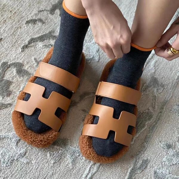 slippers h designer fashion autumn winter classic lambswool shoes with box, Black
slippers h designer fashion autumn winter classic lambswool shoes with box, Black