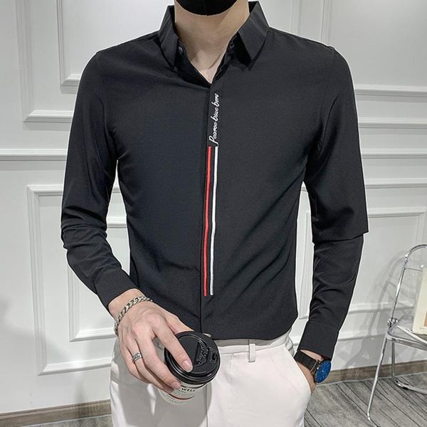 men's casual shirts 2021 autumn shirt men simple letter striped long sleeve brand camisa masculina slim fit streetwear prom tuxedo 5xl, White;black
men's casual shirts 2021 autumn shirt men simple letter striped long sleeve brand camisa masculina slim fit streetwear prom tuxedo 5xl, White;black