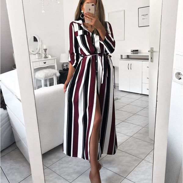 casual dresses ed in women's white collar lapels with long sleeves spring stripe, Black;gray
casual dresses ed in women's white collar lapels with long sleeves spring stripe, Black;gray