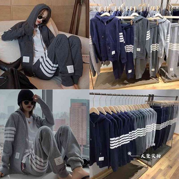2021 spring new european sports leisure suit women's fashion age reduction foreign style tb two piece hooded sweater, Gray
2021 spring new european sports leisure suit women's fashion age reduction foreign style tb two piece hooded sweater, Gray