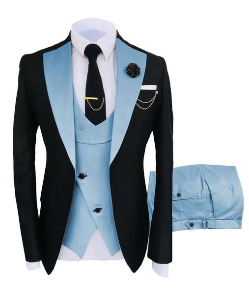 men's suits & blazers brand men black and light blue groom tuxedos notch lapel groomsmen 3 pieces set ( jacket + pants vest tie) d361, White;black
men's suits & blazers brand men black and light blue groom tuxedos notch lapel groomsmen 3 pieces set ( jacket + pants vest tie) d361, White;black