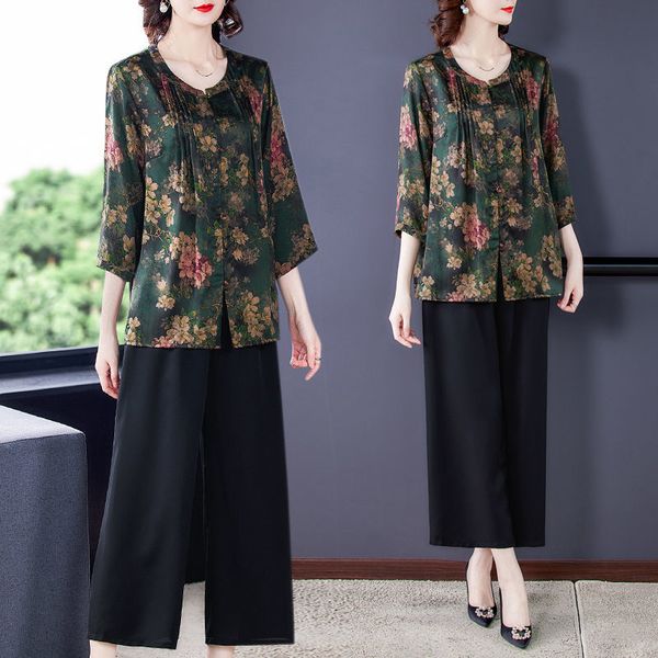 pant silk around the neck summer suit three quarters loose sleeves size large set leg widows women printed clothes of two zh124 parts 8l4u, White
pant silk around the neck summer suit three quarters loose sleeves size large set leg widows women printed clothes of two zh124 parts 8l4u, White