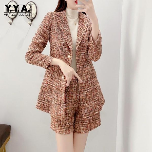 women's two piece pants fashion tweed office ladies short-pants suits female business blazer autumn winter woman casual elegant sets, White 
women's two piece pants fashion tweed office ladies short-pants suits female business blazer autumn winter woman casual elegant sets, White