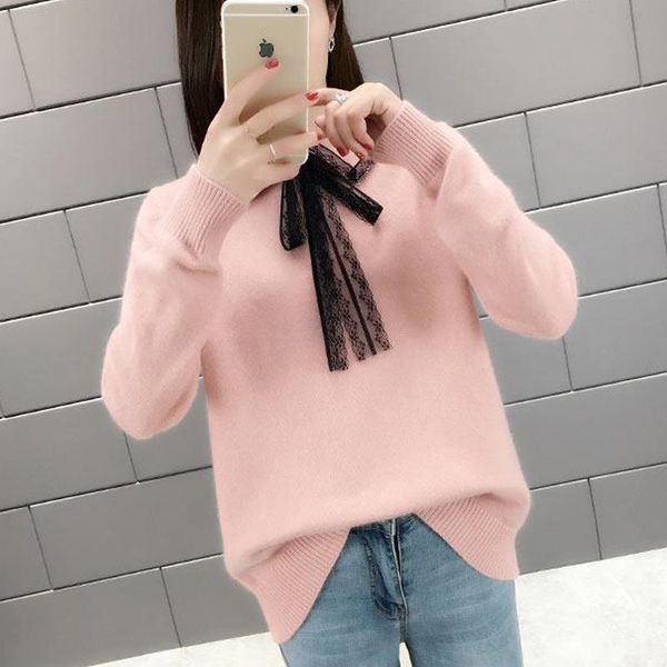 clothing knitted loose oversized womens sweaters bow neck long sleeve pullover 5 color women 76h, White;black
clothing knitted loose oversized womens sweaters bow neck long sleeve pullover 5 color women 76h, White;black