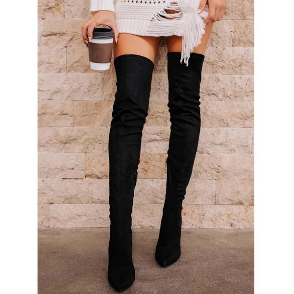 boots 2021 women over the knee winter suede elastic pointed toe high heel female shoes thin long size 43, Black
boots 2021 women over the knee winter suede elastic pointed toe high heel female shoes thin long size 43, Black