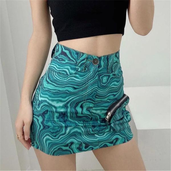 chic korean women's summer green water ripple print high waist short skirt with buttocks and a-line skirts, Black
chic korean women's summer green water ripple print high waist short skirt with buttocks and a-line skirts, Black
