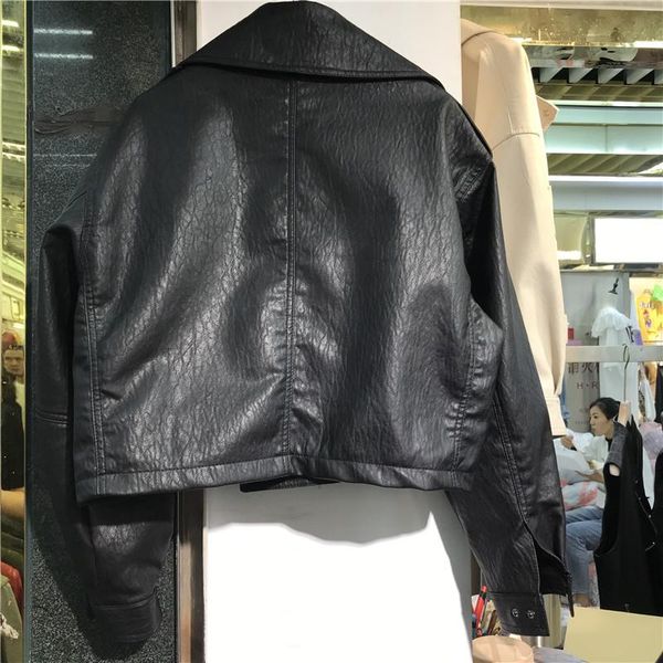 women's leather & faux autumn spring and 2021 fashion tide models motorcycle jacket loose pu short female, Black
women's leather & faux autumn spring and 2021 fashion tide models motorcycle jacket loose pu short female, Black