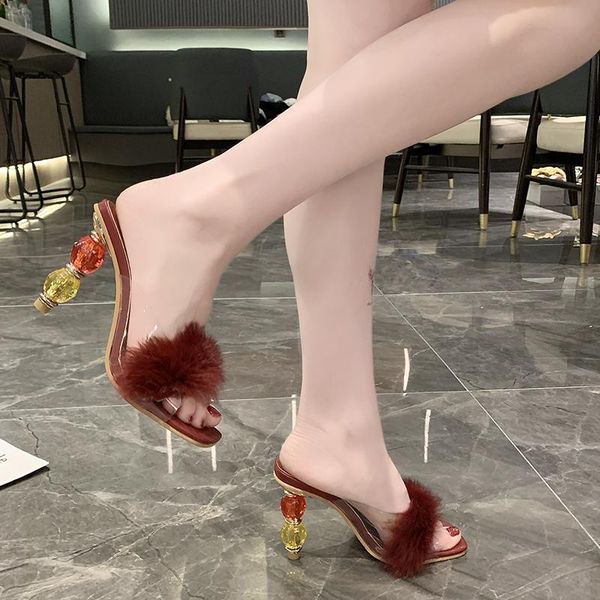 plus size summer high heels sandals fashion clear open toe fur ladies slippers shoes 9cm women, Black
plus size summer high heels sandals fashion clear open toe fur ladies slippers shoes 9cm women, Black