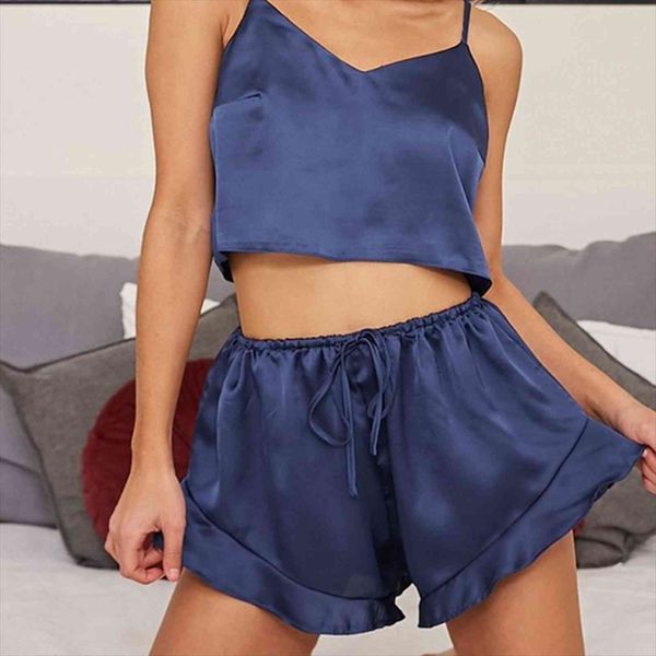 satin pajama set women sleepwear v neck pyjamas sleeveless cami and lotus leaf edge comfortable shorts two piece, Black;red
satin pajama set women sleepwear v neck pyjamas sleeveless cami and lotus leaf edge comfortable shorts two piece, Black;red