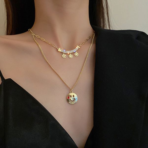designer necklace luxury chain french diamond studded smiling face double-layer temperament fashion metal cold wind clavicle , minority desi, Silver
designer necklace luxury chain french diamond studded smiling face double-layer temperament fashion metal cold wind clavicle , minority desi, Silver
