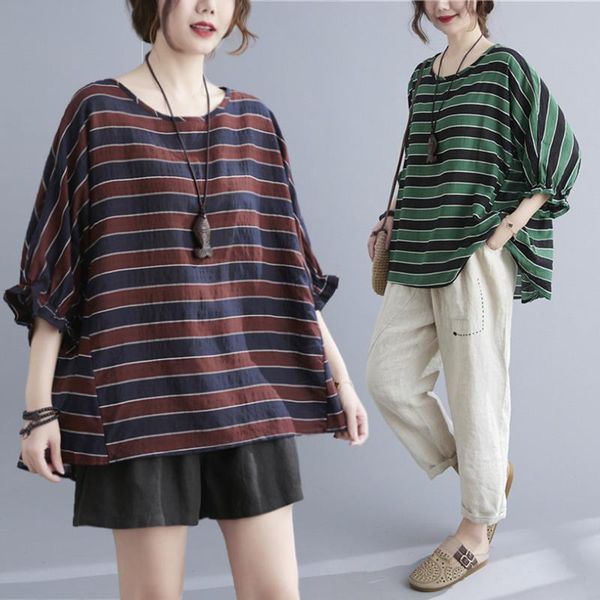 women's t-shirt big size summer women fashion elegant stripe cotton linen ladies female plus large butterfly sleeve femme loose t shir, White
women's t-shirt big size summer women fashion elegant stripe cotton linen ladies female plus large butterfly sleeve femme loose t shir, White