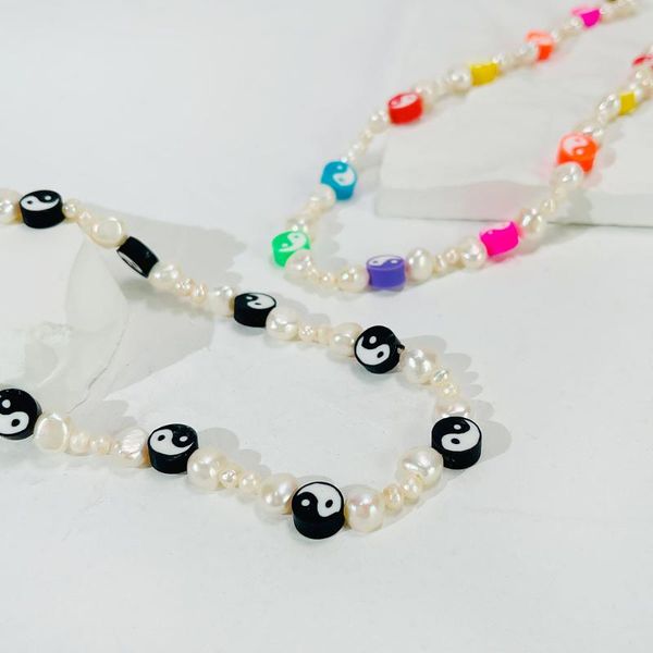 chains 14k gold plated colorful soft pottery yin yang bead freshwater pearl strand necklace for women girls choker jewelry, Silver
chains 14k gold plated colorful soft pottery yin yang bead freshwater pearl strand necklace for women girls choker jewelry, Silver