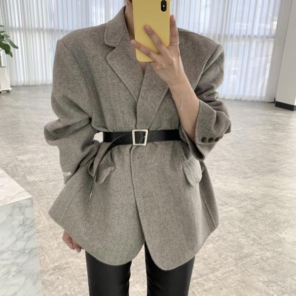 women's wool & blends elegant thick loose female woolen blazer 2021 autumn winter women warm suit overcoat ladies belted sashes jackets, Black
women's wool & blends elegant thick loose female woolen blazer 2021 autumn winter women warm suit overcoat ladies belted sashes jackets, Black