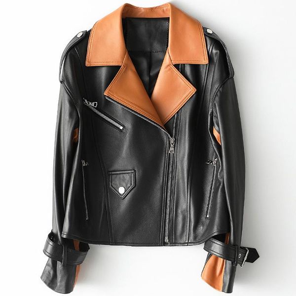 women's leather & faux assorted colors genuine short coat women female real sheepskin turn down lapel motorcycle jacket warm outwer plu, Black
women's leather & faux assorted colors genuine short coat women female real sheepskin turn down lapel motorcycle jacket warm outwer plu, Black