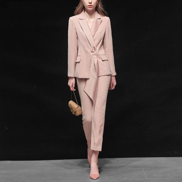 women's suits & blazers fashion solid color lapel blazer women elegant vintage casual temperament coat two piece pants sets, White;black
women's suits & blazers fashion solid color lapel blazer women elegant vintage casual temperament coat two piece pants sets, White;black