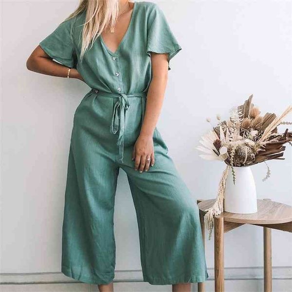 spring style jumpsuit with waist, short sleeve buttoned and long legs in two colors 210524, Black;white
spring style jumpsuit with waist, short sleeve buttoned and long legs in two colors 210524, Black;white