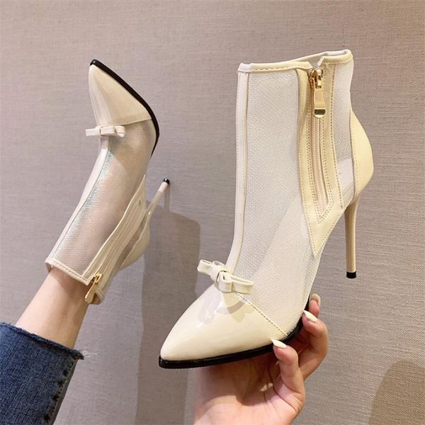 boots sweet bowtie zipper women autumn stiletto heels mesh breathable ankle boot pointy toe patent leather lady party shoes, Black
boots sweet bowtie zipper women autumn stiletto heels mesh breathable ankle boot pointy toe patent leather lady party shoes, Black