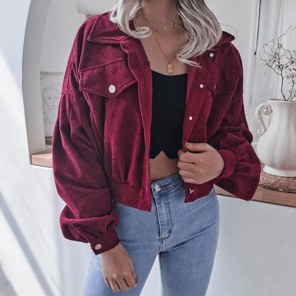 women's jackets corduroy lantern women outerwear loose casual coat long sleeve basic jacket elegant fashion short woman clothes, Black;brown
women's jackets corduroy lantern women outerwear loose casual coat long sleeve basic jacket elegant fashion short woman clothes, Black;brown