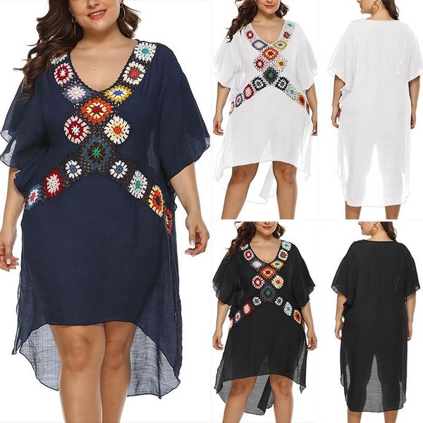 women swimsuit beachwear crochet summer beach tunic dress cover-ups women's swimwear, White;black
women swimsuit beachwear crochet summer beach tunic dress cover-ups women's swimwear, White;black