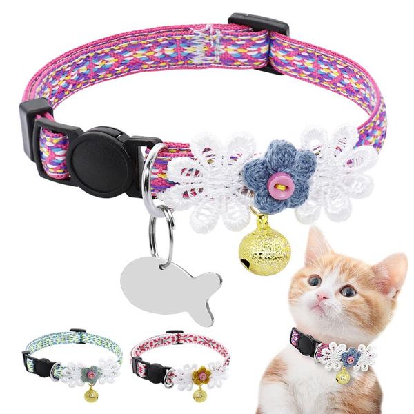 cat collars & leads safety nylon collar adjustable cute pet with bell flower necklace for kitten small dog gatos accessories
cat collars & leads safety nylon collar adjustable cute pet with bell flower necklace for kitten small dog gatos accessories