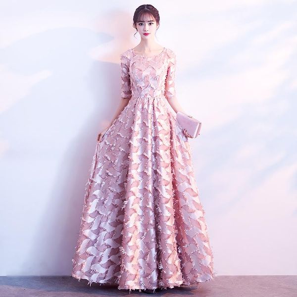 party dresses 2021 pink long evening elegant o-neck half sleeve lace prom lf326, White;black
party dresses 2021 pink long evening elegant o-neck half sleeve lace prom lf326, White;black