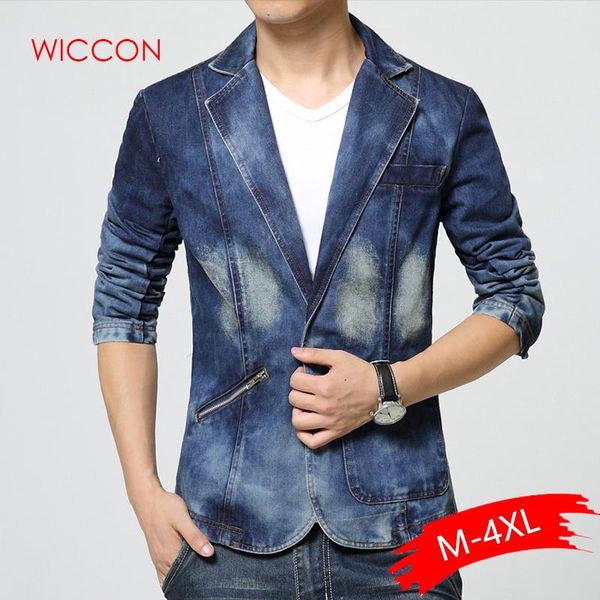 men's suits & blazers denim blazer men slim fit cowboy male coats single buckle leisure suit jacket man casual coat 2021 spring autumn, White;black
men's suits & blazers denim blazer men slim fit cowboy male coats single buckle leisure suit jacket man casual coat 2021 spring autumn, White;black