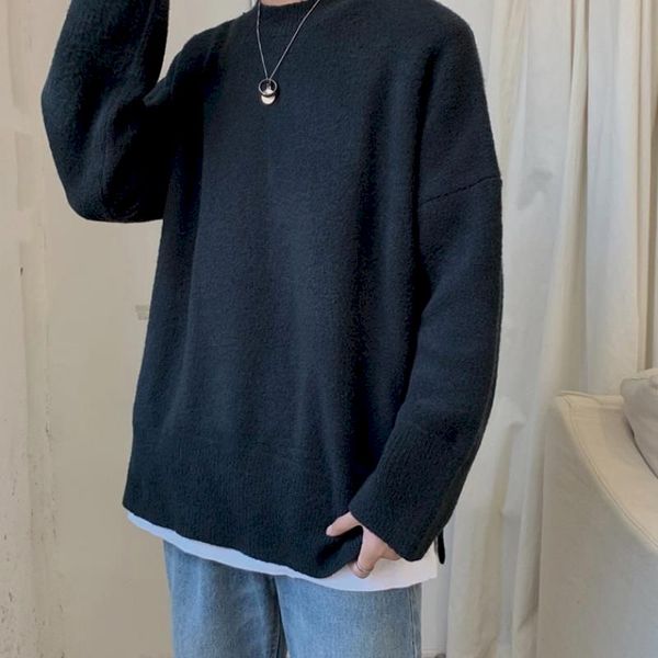 hong kong style knit sweater male new trend autumn winter korean student loose simple basic men bottoming pullover clothes, Black
hong kong style knit sweater male new trend autumn winter korean student loose simple basic men bottoming pullover clothes, Black