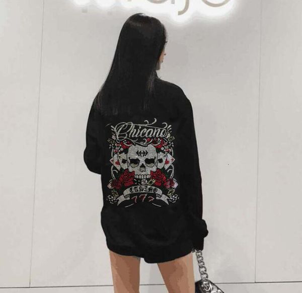 women's knits & tees flower and cool skull diamond loose sleeve sweater broca hoodies, White
women's knits & tees flower and cool skull diamond loose sleeve sweater broca hoodies, White