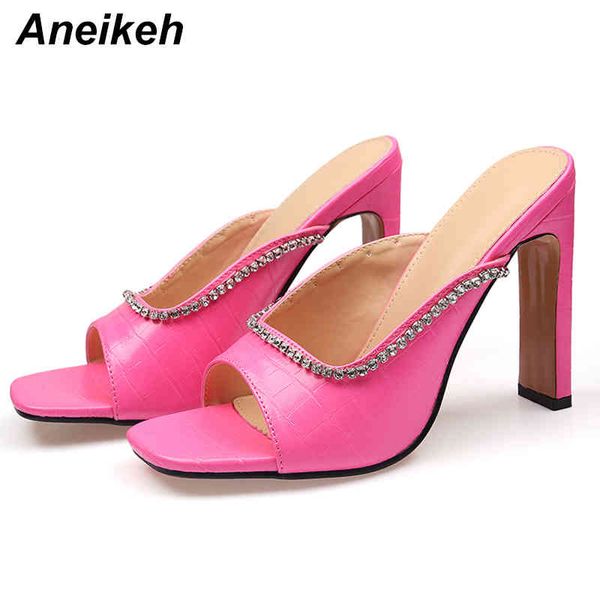 women's shoes fashion pu crystal bordered shallow head peep toe bling square heel elegant slippers summer 210507, Black
women's shoes fashion pu crystal bordered shallow head peep toe bling square heel elegant slippers summer 210507, Black