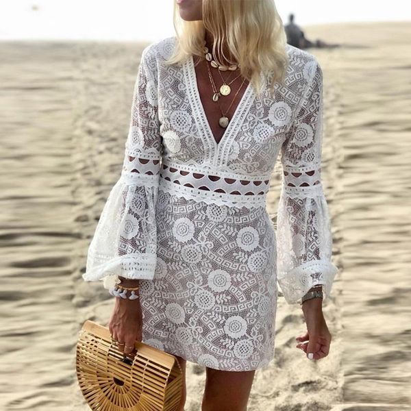 casual dresses plunge v-neck bell sleeve lace bodycon dress women elegant mini hollow out white party beach style holiday vestido, Black;gray
casual dresses plunge v-neck bell sleeve lace bodycon dress women elegant mini hollow out white party beach style holiday vestido, Black;gray