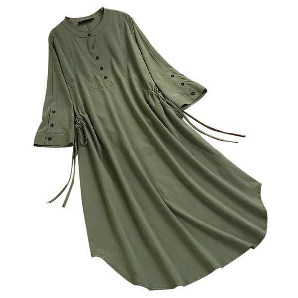 casual dresses three quarter sleeve spring summer women dress drawstring slim waist solid mid-length 2021 plus size female vestidos, Black;gray
casual dresses three quarter sleeve spring summer women dress drawstring slim waist solid mid-length 2021 plus size female vestidos, Black;gray