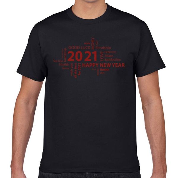 men's t-shirts t shirt men happy year 2021 summer harajuku geek print male tshirt fa001, White;black