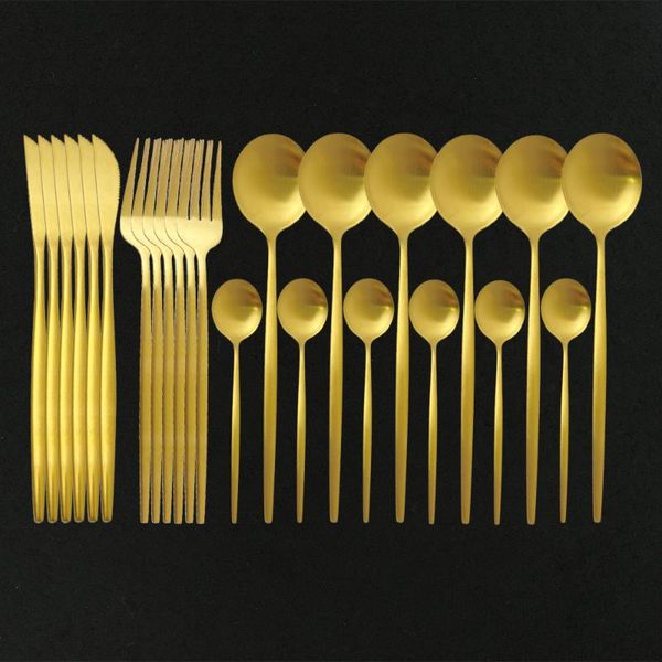 24pcs matte gold tableware set stainless steel dinnerware cutlery home knife fork spoon flatware dishwasher safe sets
24pcs matte gold tableware set stainless steel dinnerware cutlery home knife fork spoon flatware dishwasher safe sets