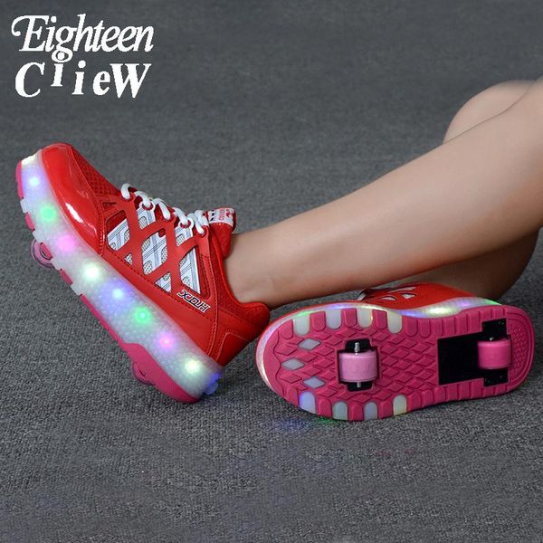 size 28-40 glowing sneakers luminous on wheels for girls two led roller skate shoes children, Black;red
size 28-40 glowing sneakers luminous on wheels for girls two led roller skate shoes children, Black;red