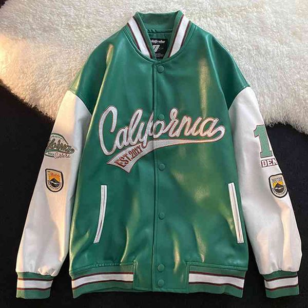 american retro leather baseball uniform couple casual loose ets letter embroidered coats men's motorcycle bomb street et, Black
american retro leather baseball uniform couple casual loose ets letter embroidered coats men's motorcycle bomb street et, Black