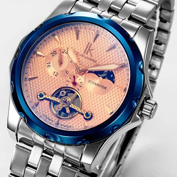 wristwatches homme ik automatic winding mechanical men's watch sun and moon 24 hours tourbillon colored glass fashion waterproof wristw, Slivery;brown
wristwatches homme ik automatic winding mechanical men's watch sun and moon 24 hours tourbillon colored glass fashion waterproof wristw, Slivery;brown