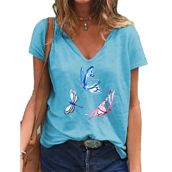 women's t-shirt v neck tshirts female summer butterfly print loose women ladies tees short sleeve woman's t shirt 2021, White
women's t-shirt v neck tshirts female summer butterfly print loose women ladies tees short sleeve woman's t shirt 2021, White