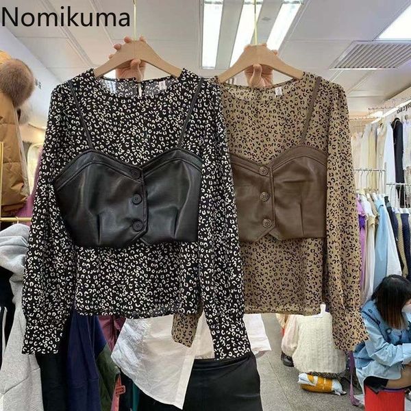 nomikuma spring new blouse two piece suits leopard long sleeve o-neck shirt + pu buttons sling vest women outfits 6e701 210427, White
nomikuma spring new blouse two piece suits leopard long sleeve o-neck shirt + pu buttons sling vest women outfits 6e701 210427, White