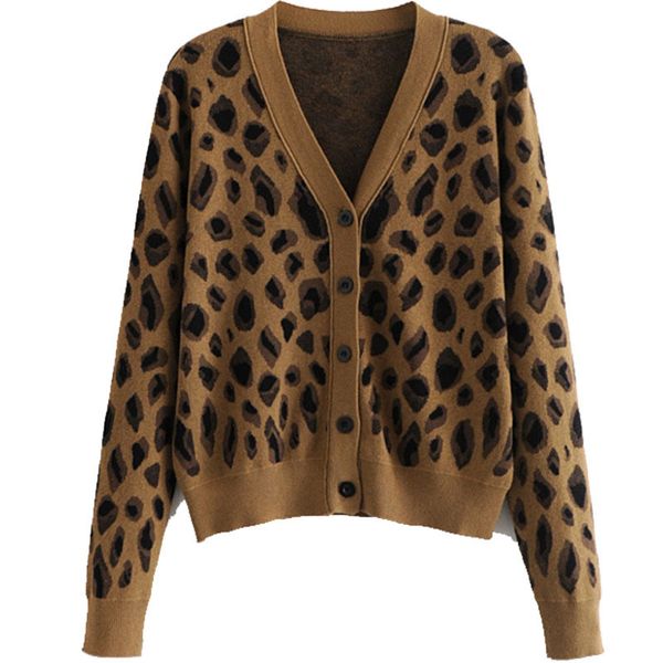 early autumn women's v-neck single breasted versatile thin leopard print sweater knitted cardigan, White;black
early autumn women's v-neck single breasted versatile thin leopard print sweater knitted cardigan, White;black