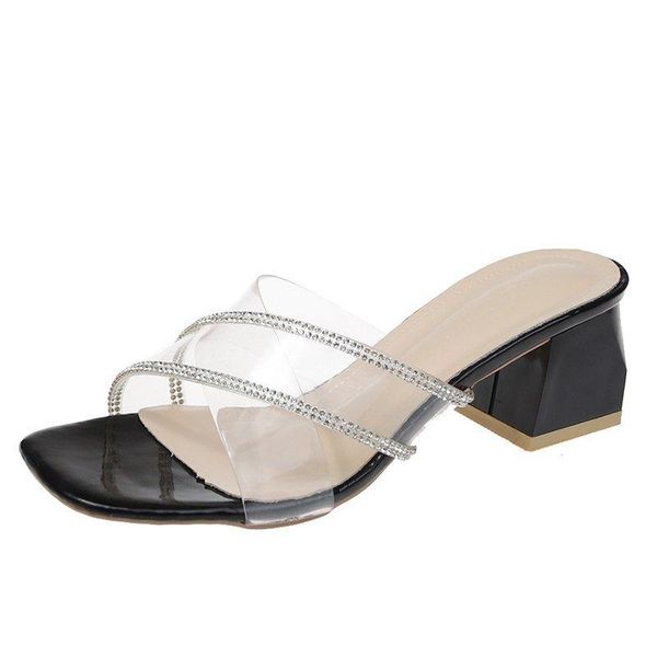 slippers 2021 summer women's shoes slip-on solid crystal fashion sweet concise med heels square heel all-match non-slip, Black
slippers 2021 summer women's shoes slip-on solid crystal fashion sweet concise med heels square heel all-match non-slip, Black