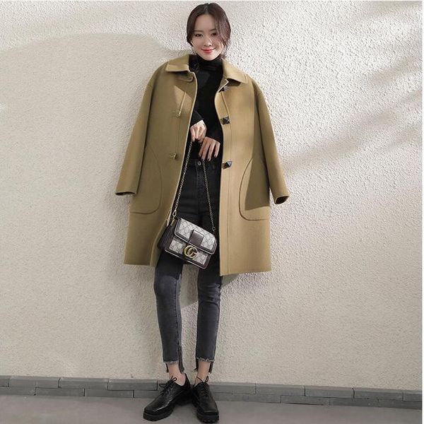 women's wool & blends women 2021 autumn winter double sided coat female casual loose all-match woolen coats ladies elegant warm outerwe, Black
women's wool & blends women 2021 autumn winter double sided coat female casual loose all-match woolen coats ladies elegant warm outerwe, Black