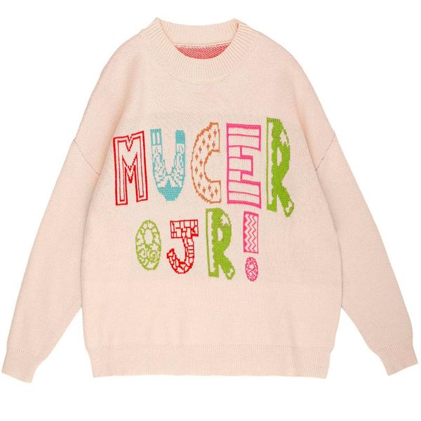 women's sweaters winter sweater women casual loose round neck long sleeve pullover vintage letter embroidery contrast color thick knit, White;black
women's sweaters winter sweater women casual loose round neck long sleeve pullover vintage letter embroidery contrast color thick knit, White;black