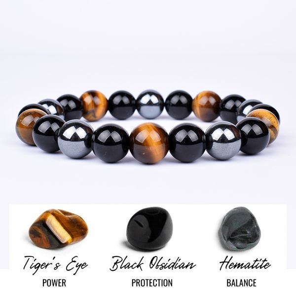 fashion natural stone tiger eye triple protection hematite and obsidian bracelet health balance healing soul jewelry, Golden;silver
fashion natural stone tiger eye triple protection hematite and obsidian bracelet health balance healing soul jewelry, Golden;silver