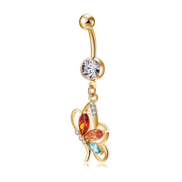 cute butterfly zircon chain gold color navel piercing ring belly button rings surgical steel rhinestone body jewelry, Silver
cute butterfly zircon chain gold color navel piercing ring belly button rings surgical steel rhinestone body jewelry, Silver