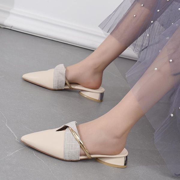 slippers 2021 elegant low heel women mules summer pointed-toe ladies slip on leisure office shoes beige pumps female, Black
slippers 2021 elegant low heel women mules summer pointed-toe ladies slip on leisure office shoes beige pumps female, Black