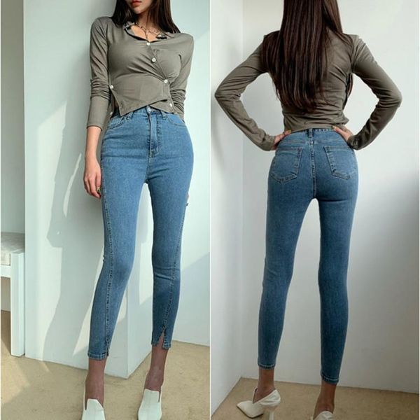 women's jeans women cotton elastic skinny cropped denim pants for korean fashion lady, Blue
women's jeans women cotton elastic skinny cropped denim pants for korean fashion lady, Blue
