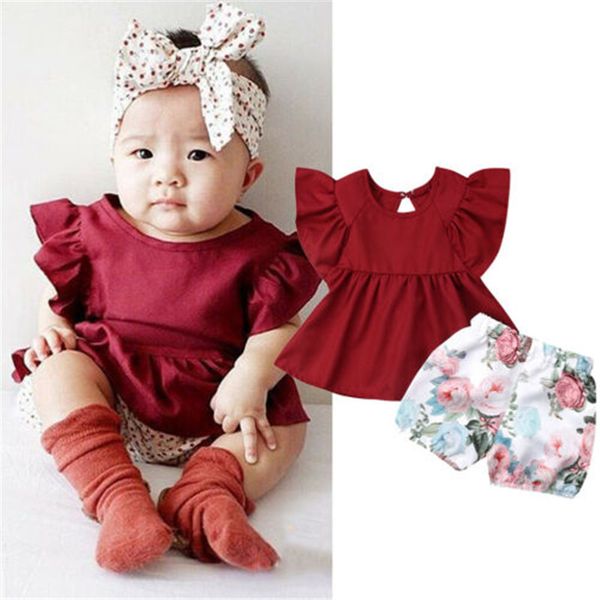 0-36m baby girls set red ruffle short sleeve shirt for girls floral print pants baby shorts baby girls set clothing newborn set, White
0-36m baby girls set red ruffle short sleeve shirt for girls floral print pants baby shorts baby girls set clothing newborn set, White