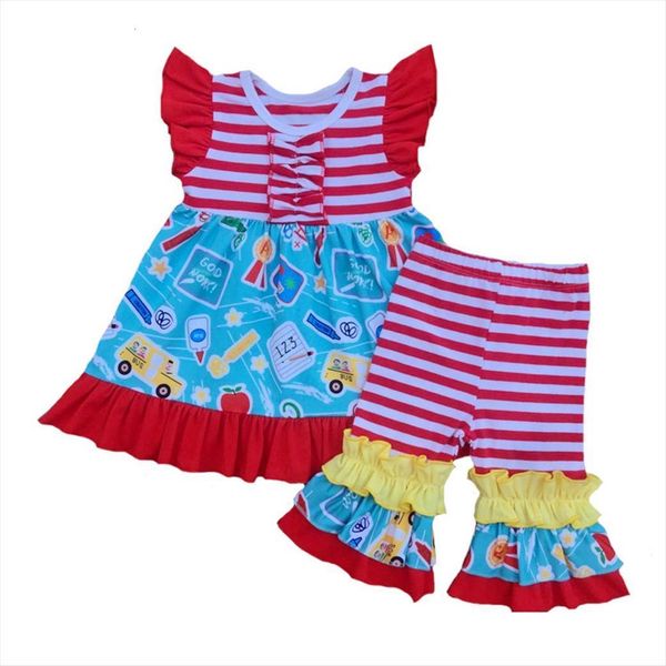 summer girls ruffle stripe pencil bus book apple print back to school clothes baby cute pearl tunic with shorts, White
summer girls ruffle stripe pencil bus book apple print back to school clothes baby cute pearl tunic with shorts, White